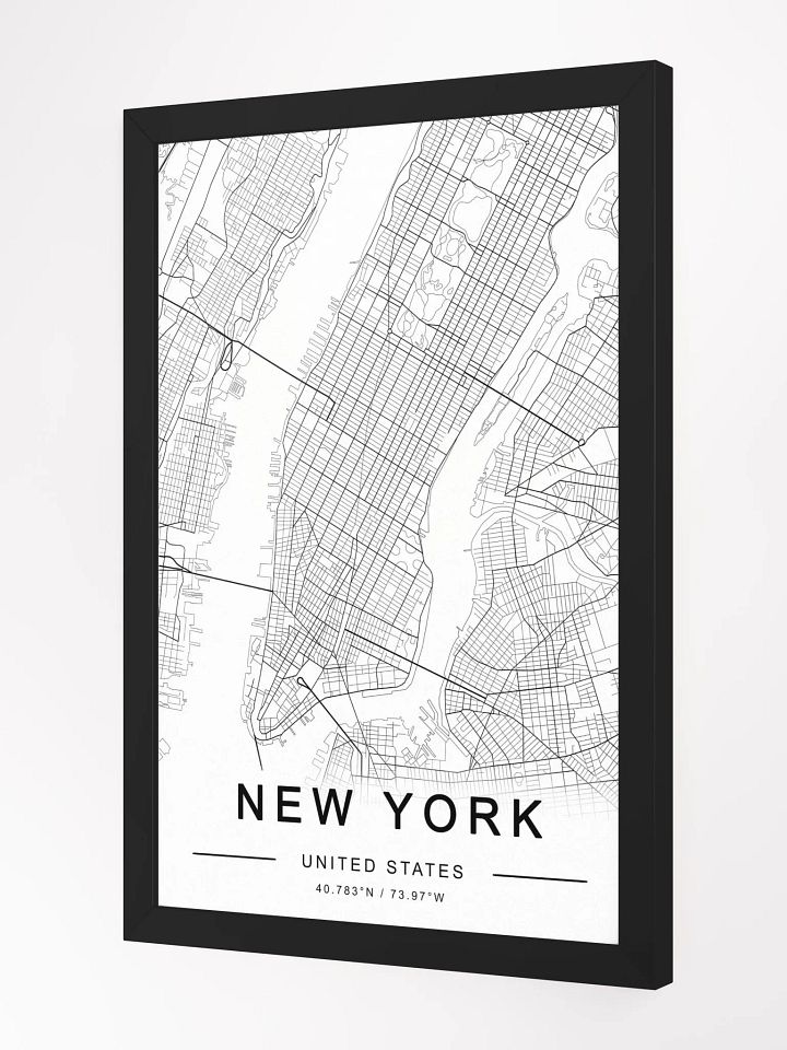 Manhattan Monochrome City Map Poster – Framed Urban Wall Art | Modern Minimalist Design | Black & White Aesthetic Décor product image (1)