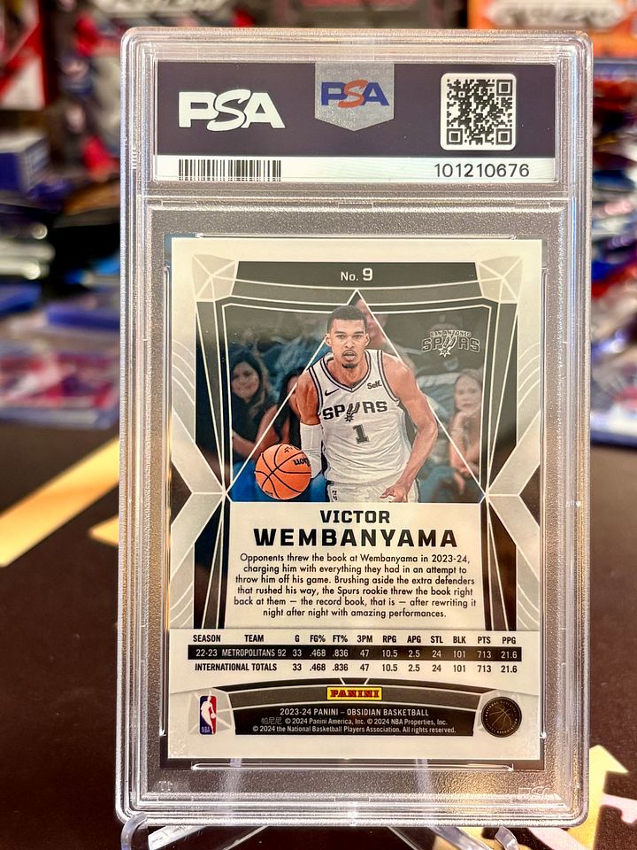 2023-24 Panini Obsidian Victor Wembanyama Rookie International Electric Etch Black Pulsar PSA 10 product image (2)