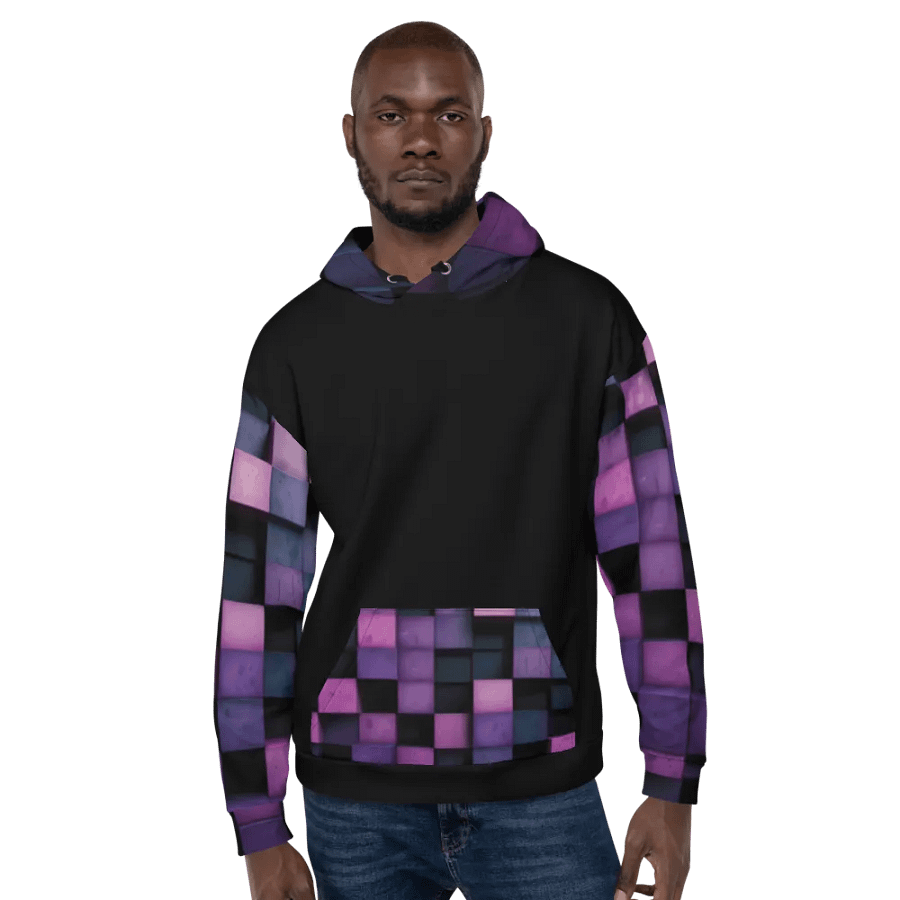 Black And Purple Squares Unisex Hoodie product image (6)