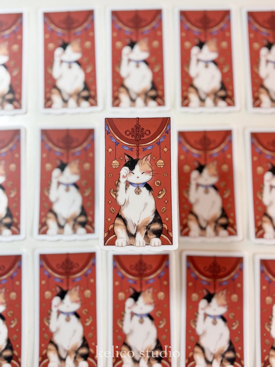 red envelope fortune cat (primary series) • die-cut sticker product image (1)