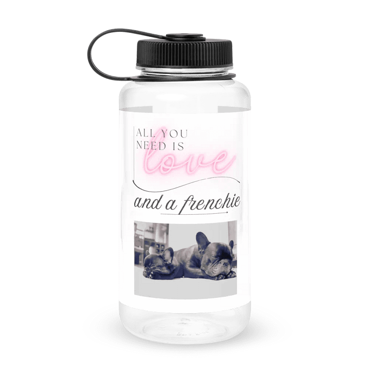 “All You Need is Love… and a Frenchie” Water Bottle - Sleeping French Bulldog Edition product image (1)