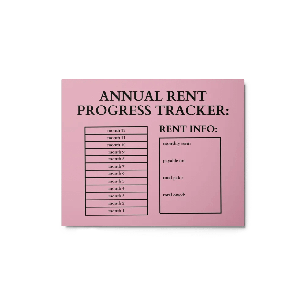 HIGHFALUTIN ANNUAL RENT TRACKER (black design 9) product image (1)
