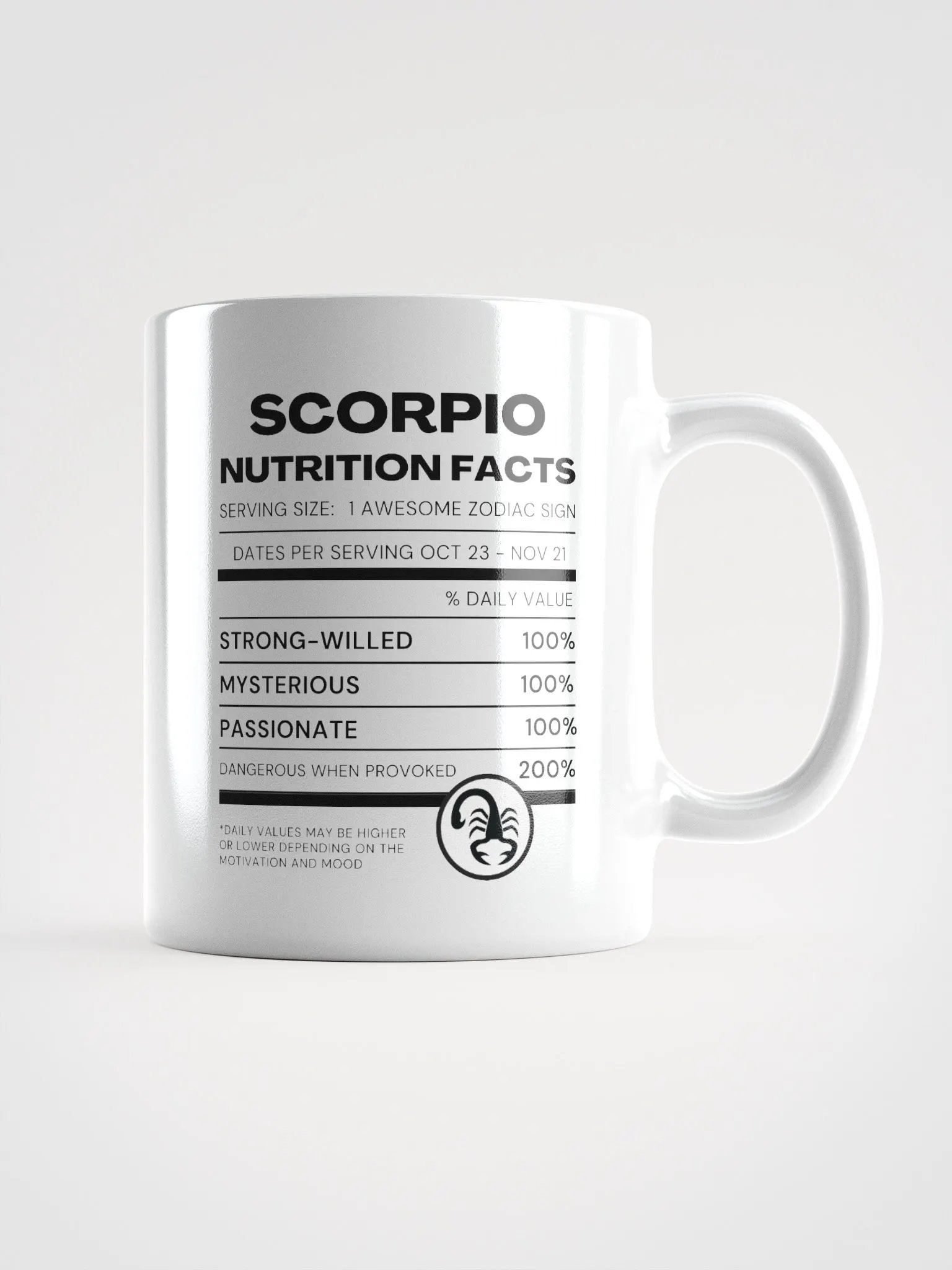 Scorpio Nutrition Facts Mug product image (2)