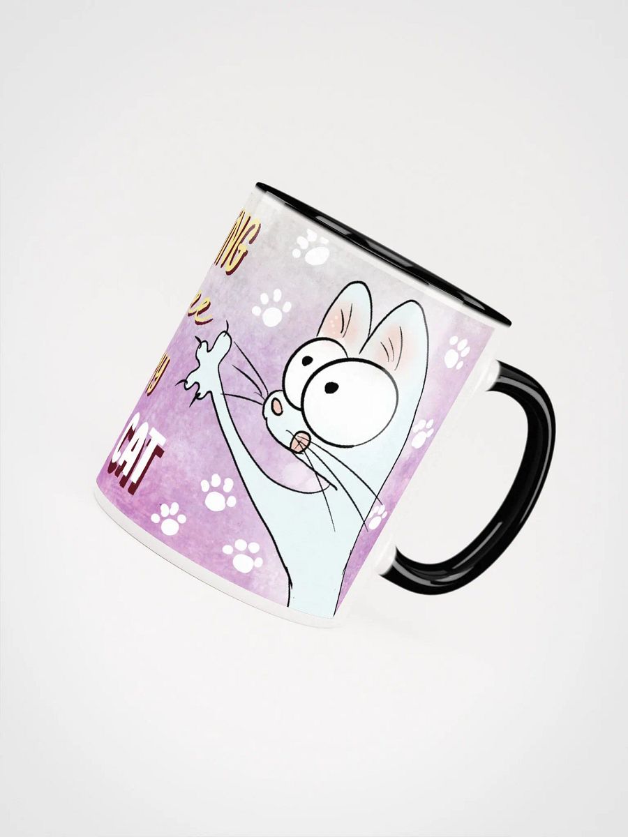 Morning Coffee With My White Cat Accent Mug product image (5)