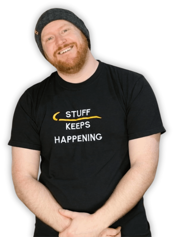 "Stuff Keeps Happening" Embroidered Logo Tee product image (2)