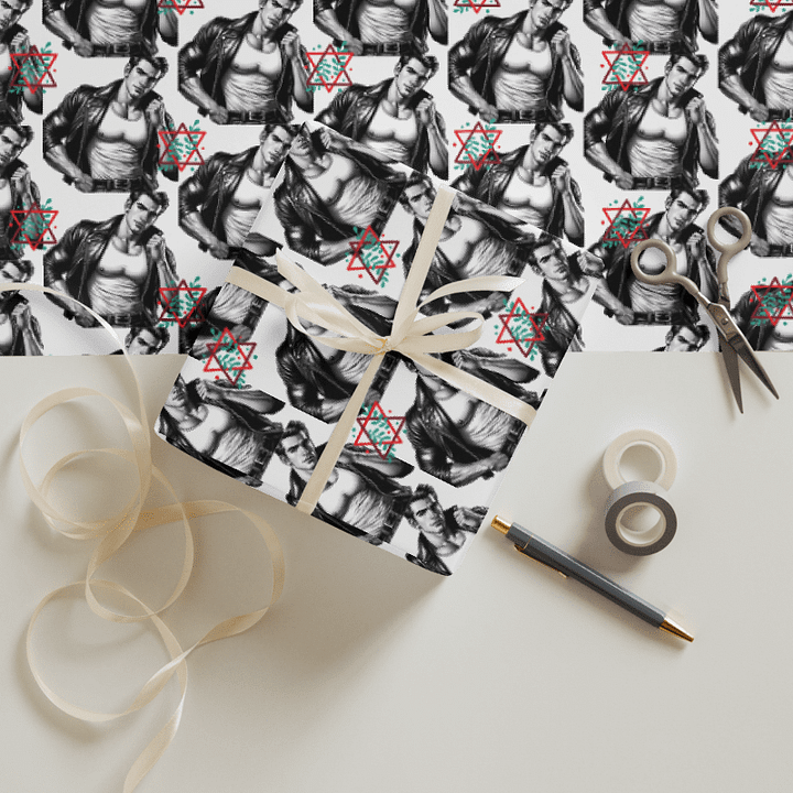 Biker Boys Hangout Tom of Finland Tribute Gay Leather Bikers Christmas Wrapping Paper Set of 3 Sheets! product image (1)