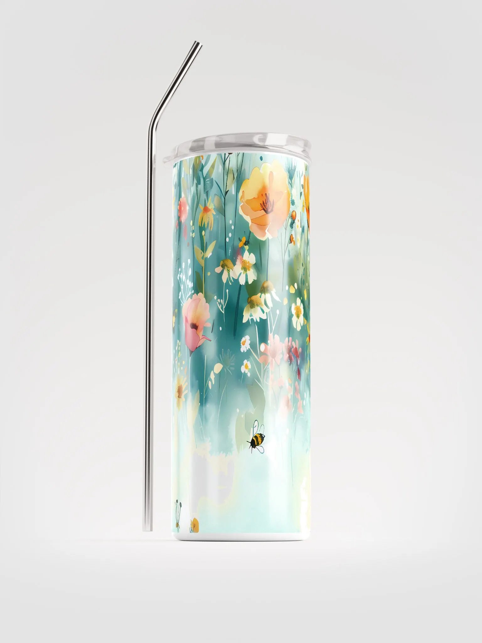 Blossom Breeze Stainless Steel Tumbler, Yellow, Green, Pink, White product image (4)