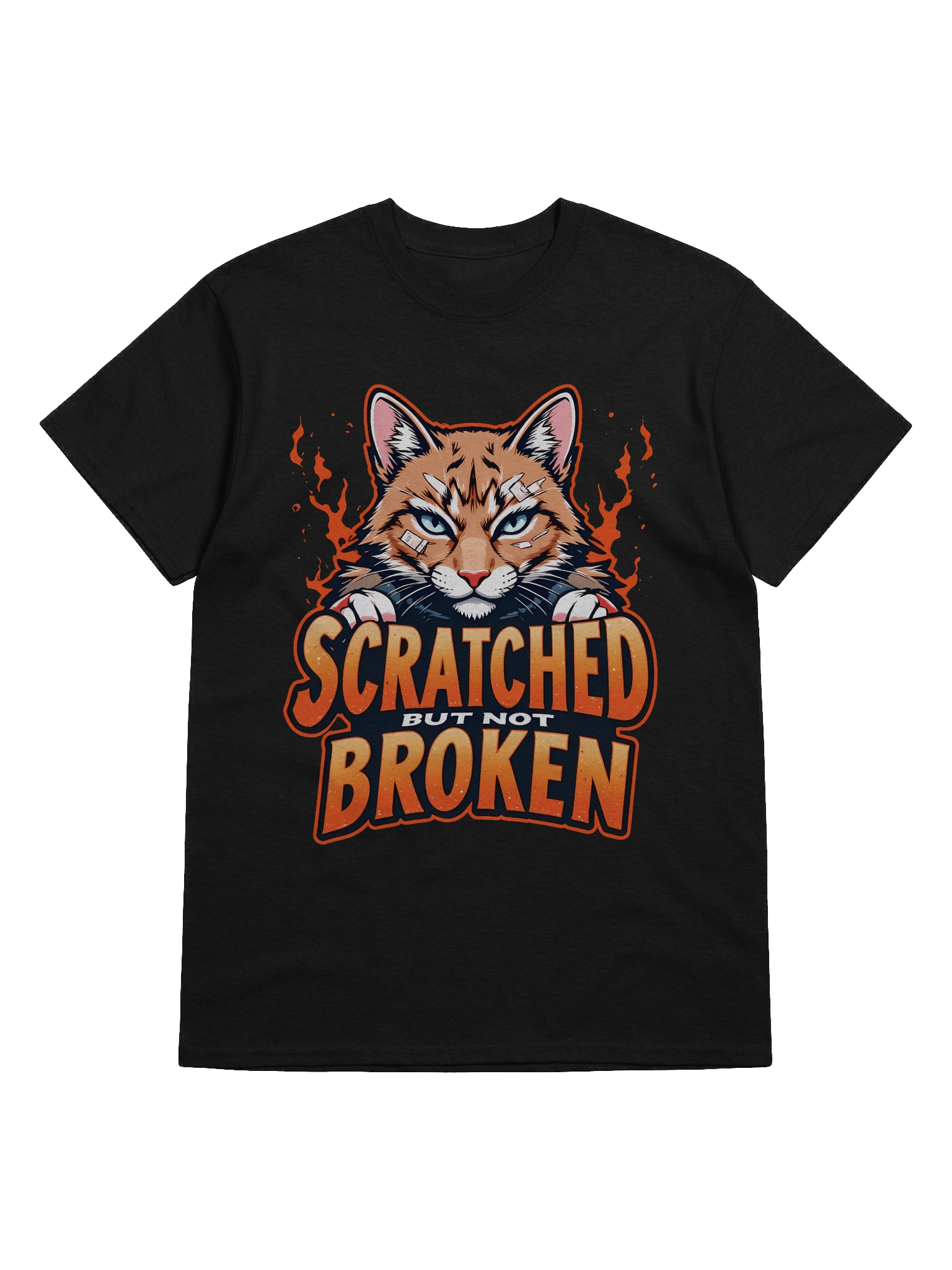 'Scratched But Not Broken' Motivational Cat T-Shirt - Fierce Resilience Tee product image (4)