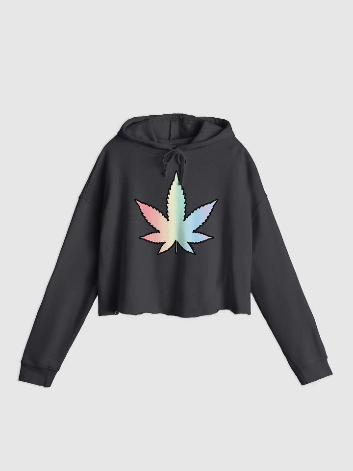 Pastel Rainbow Weed Leaf Cropped Hoodie product image (1)