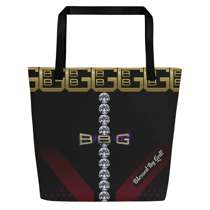 Purple/Black Geometric with Diamonds BBG Tote Bag with Pocket product image (1)