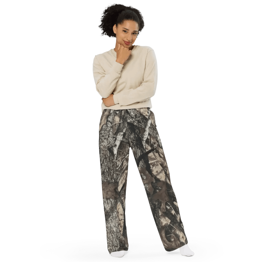 Forest Camo Unisex Wide-Leg Pants product image (11)