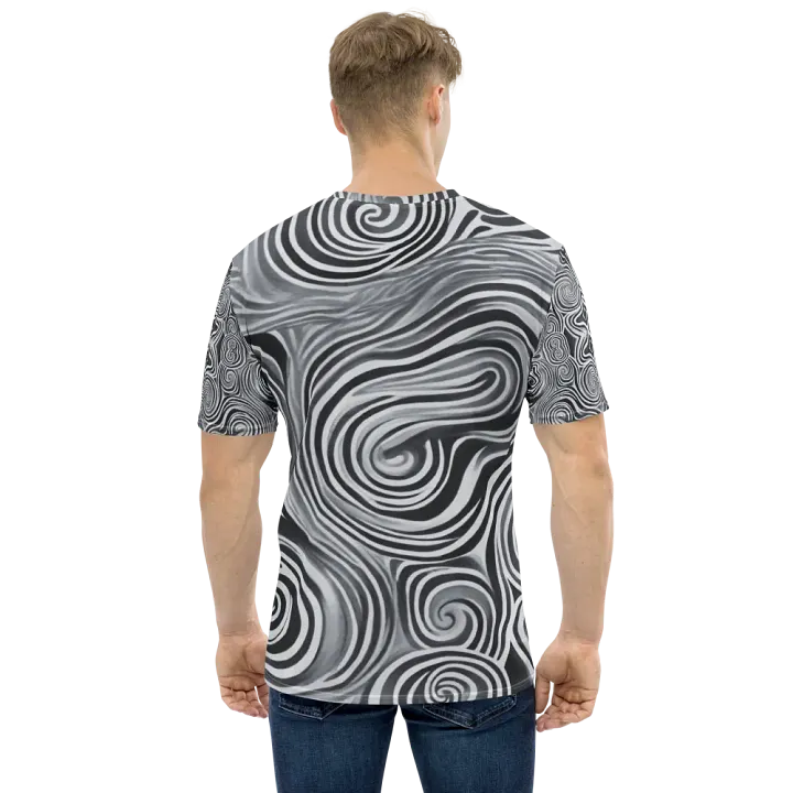 Funky Black and White Noir Liquid Tie-Dye Men's T-shirt product image (2)
