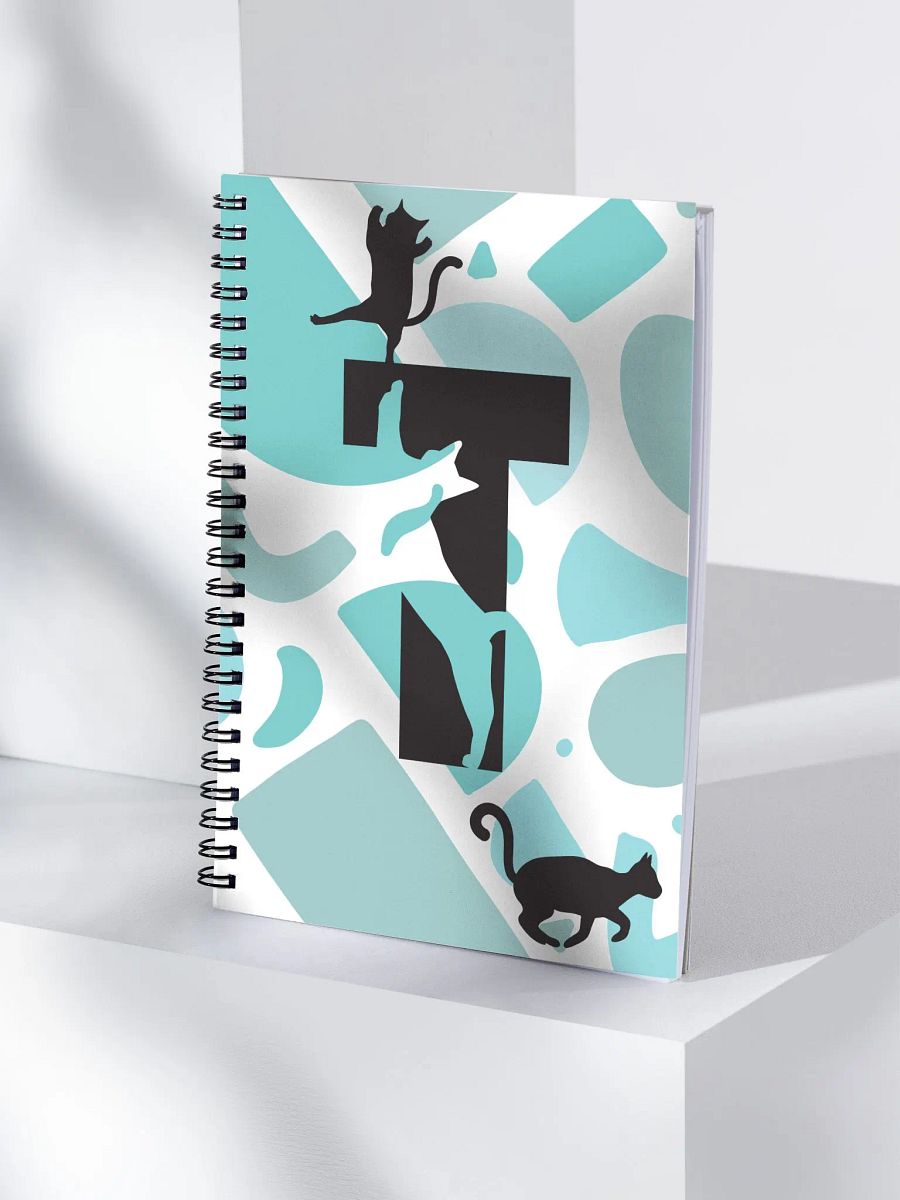 Monogram Letter T Cat Lover Geometric Blues Notebook product image (4)