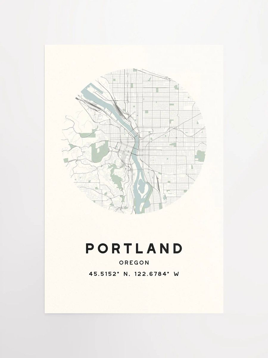Portland Street Map Poster – Beige Minimalist Circular City Art product image (4)