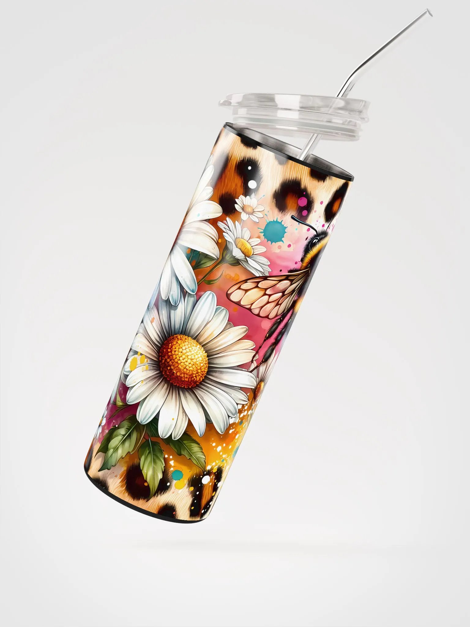 Bee Blooms & Leopard Tumbler: Sip with Style! product image (3)
