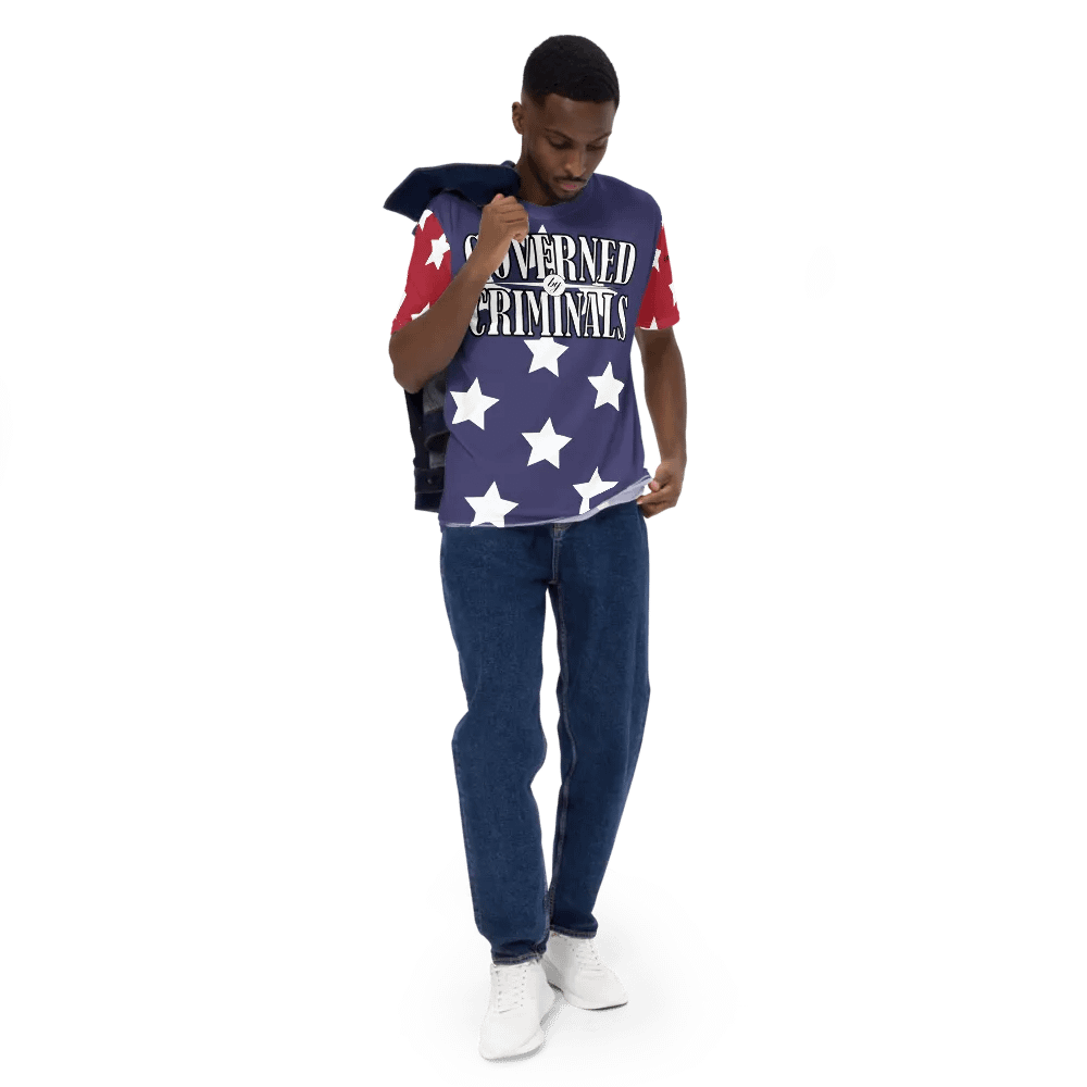 Governed By Criminals - USA - Red/Blue Stars - Crew Neck T-Shirt product image (4)