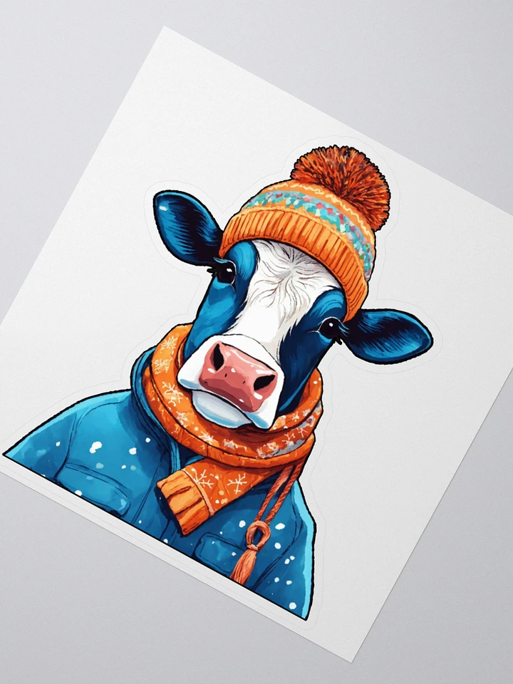 Winter Cow with Beanie Sticker product image (1)