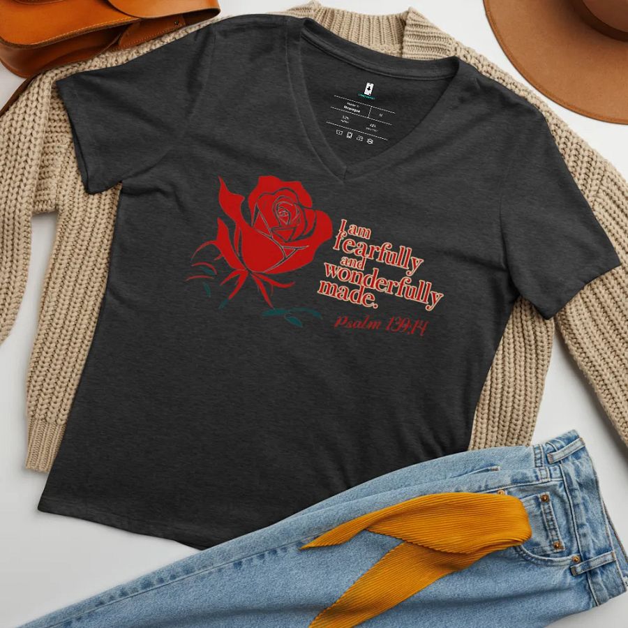 Fearfully and Wonderfully Made V-Neck T-Shirt product image (11)