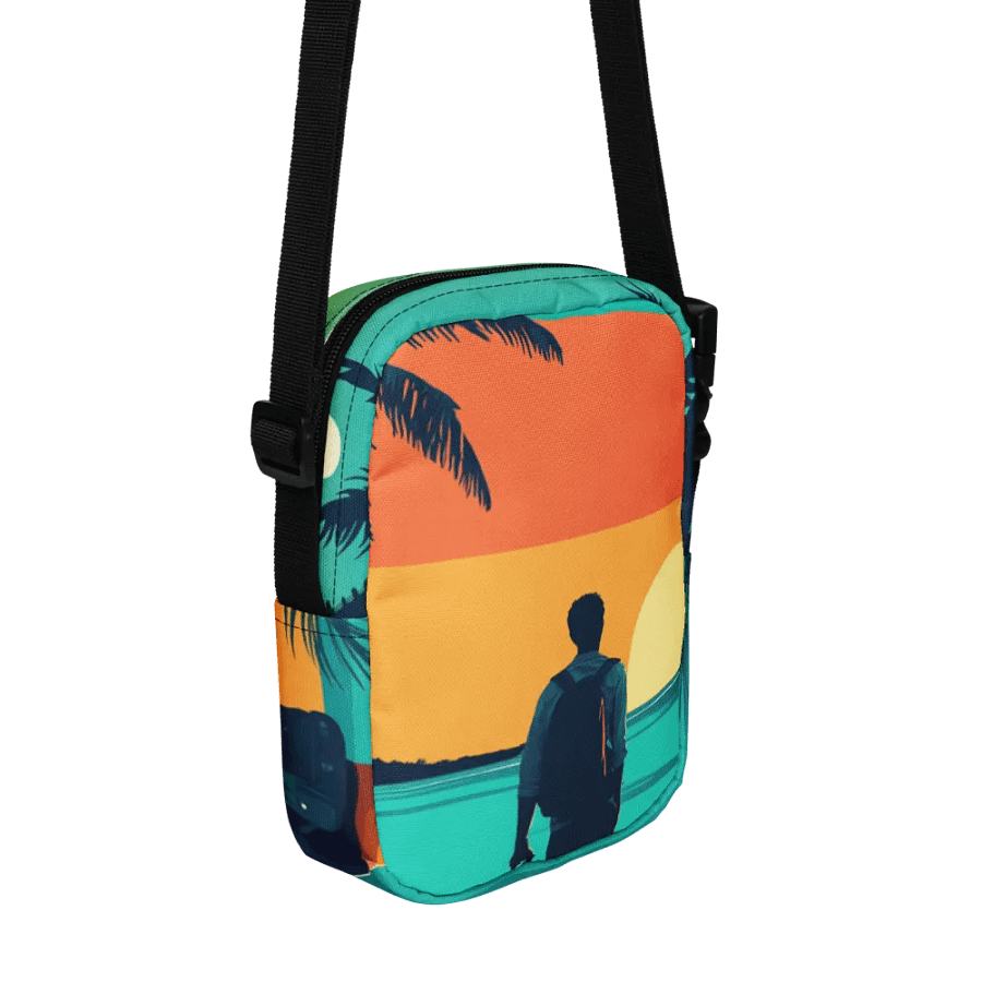 All-Over Print Utility Crossbody Bag | AI Design sunset product image (5)