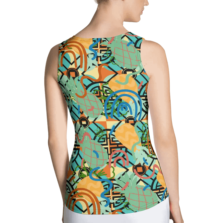 Yadit Abstract Collection in Green and Blue-All Over Print Women's Tank Top product image (2)