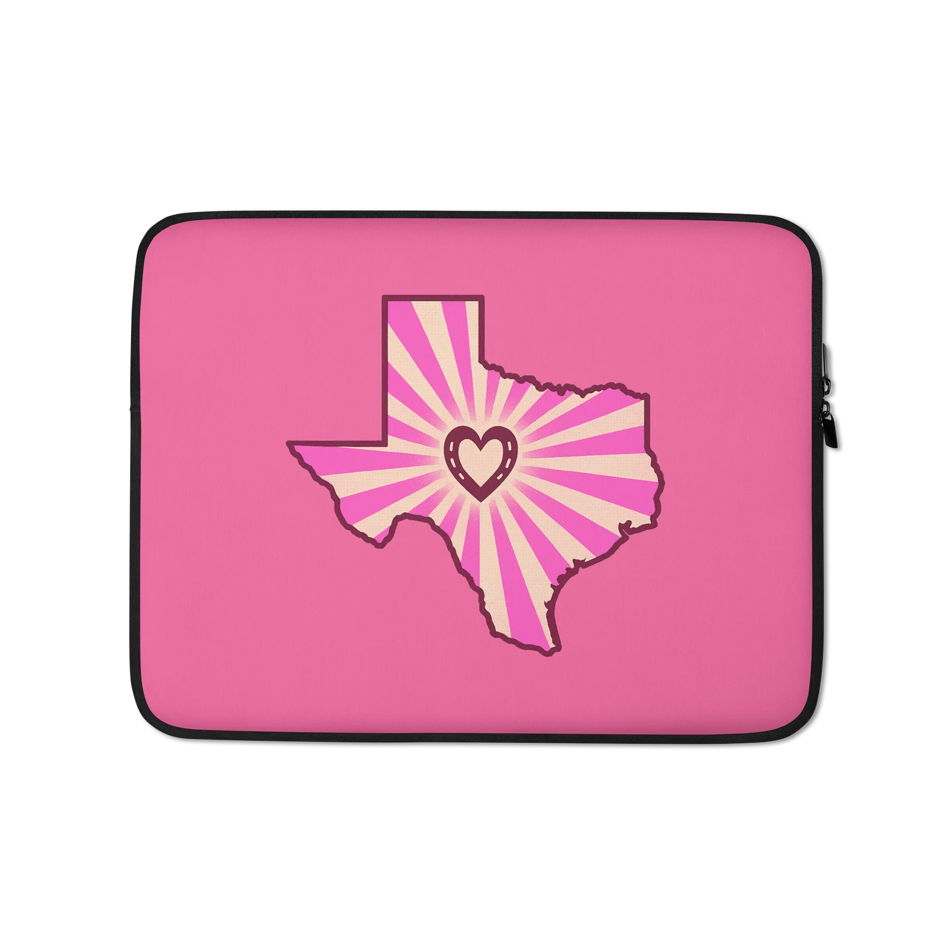 Love Texas State Shaped Outline Bright Pink Laptop Sleeve product image (1)