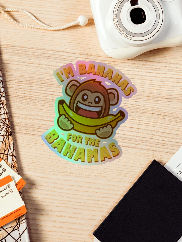 Bahamas Sticker Holographic : Bahamas Monkey : I'm Bananas For The Bahamas product image (1)