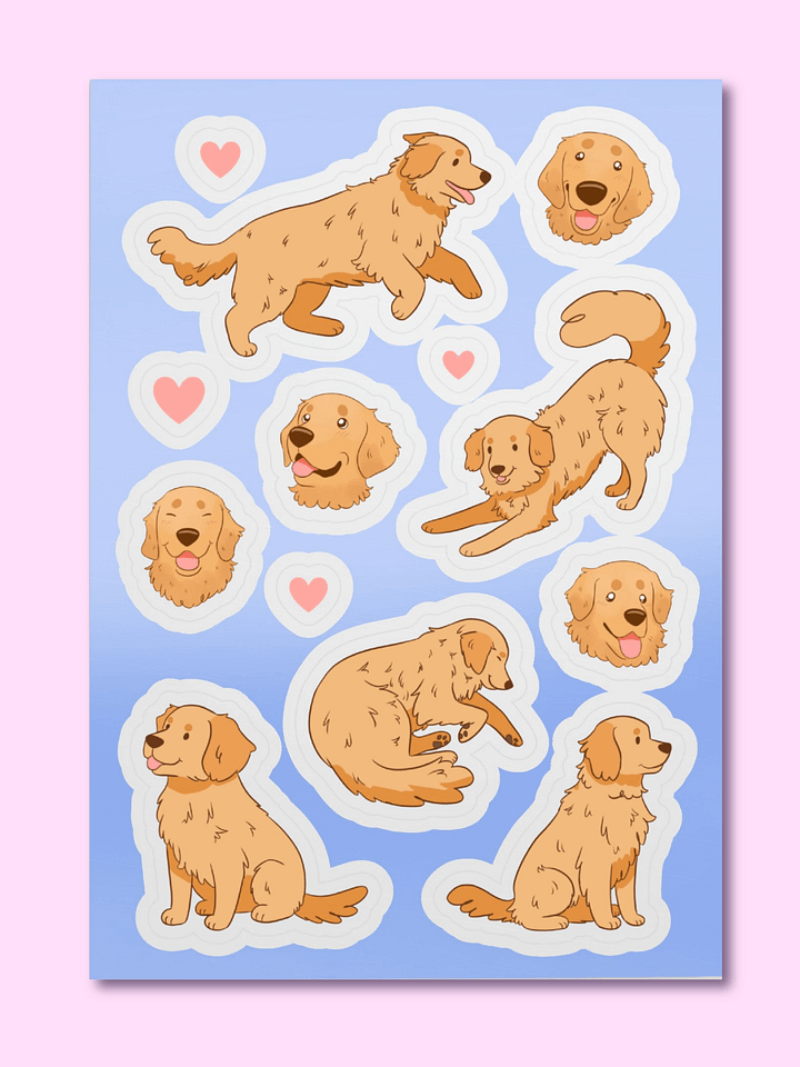 Cute golden retriever dog stickers pack product image (1)