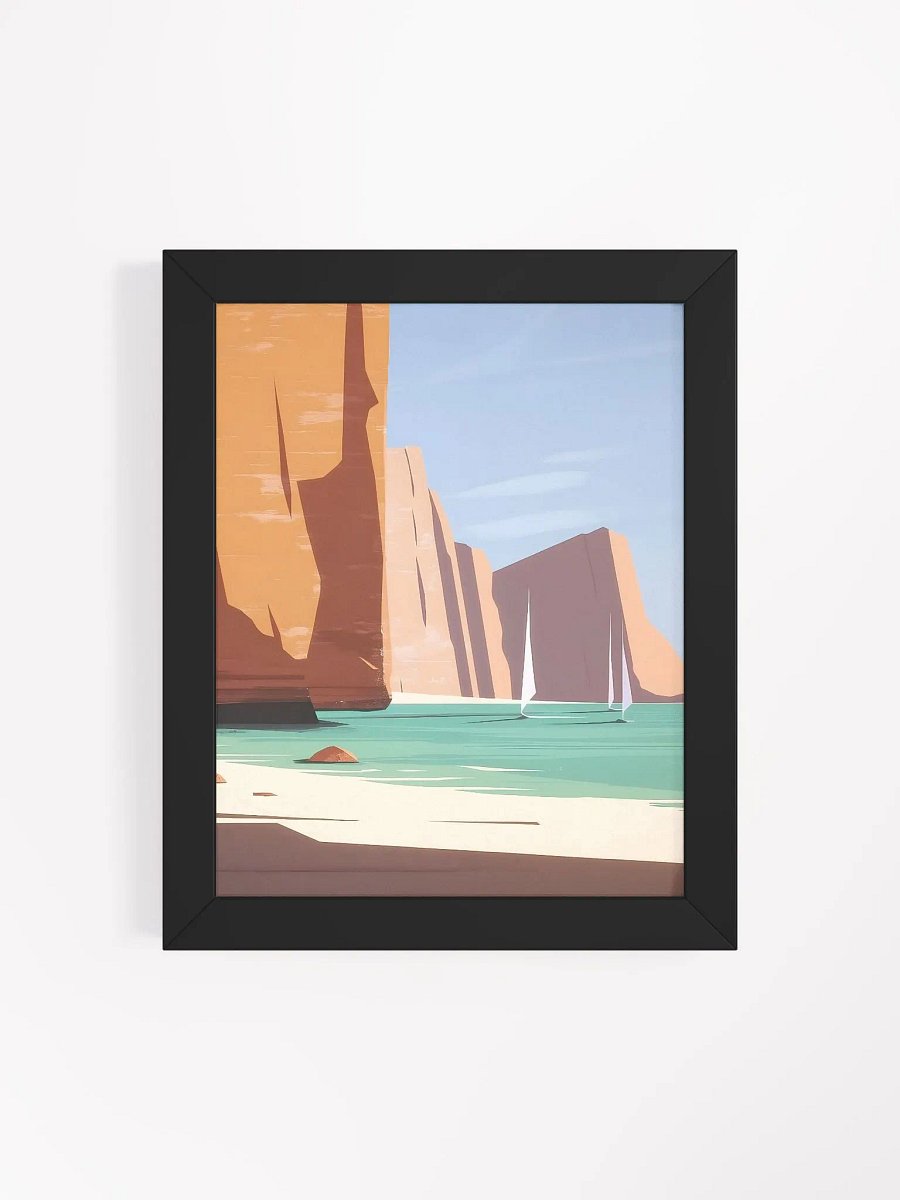 Framed Poster of Sailboats by the Cliffs product image (4)