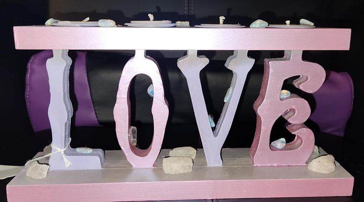 Love candle holder w/ candles (1 available) product image (1)