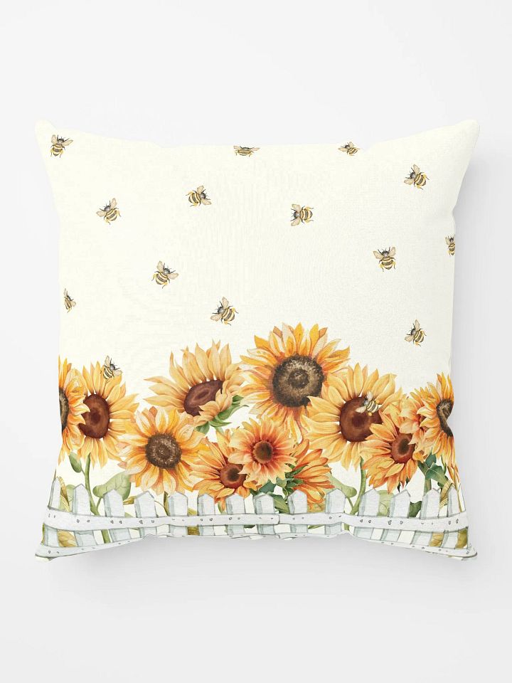 COTTAGE SUMMER SUNFLOWER BEE FENCE - Basic Pillow product image (1)