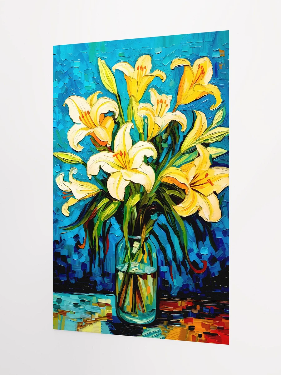 Vibrant Expressionist Lilies in Bloom Van Gogh Style Art Print Matte Poster product image (5)