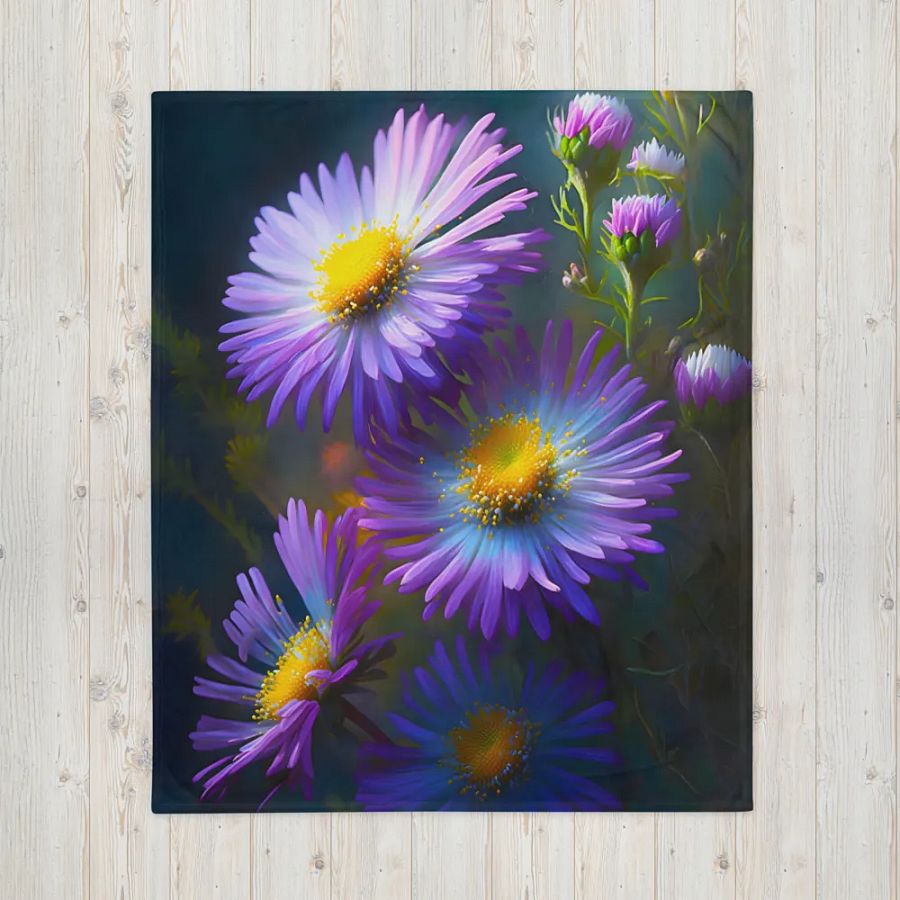 Aster Flower Violet Garden Flowers Throw Blanket product image (4)