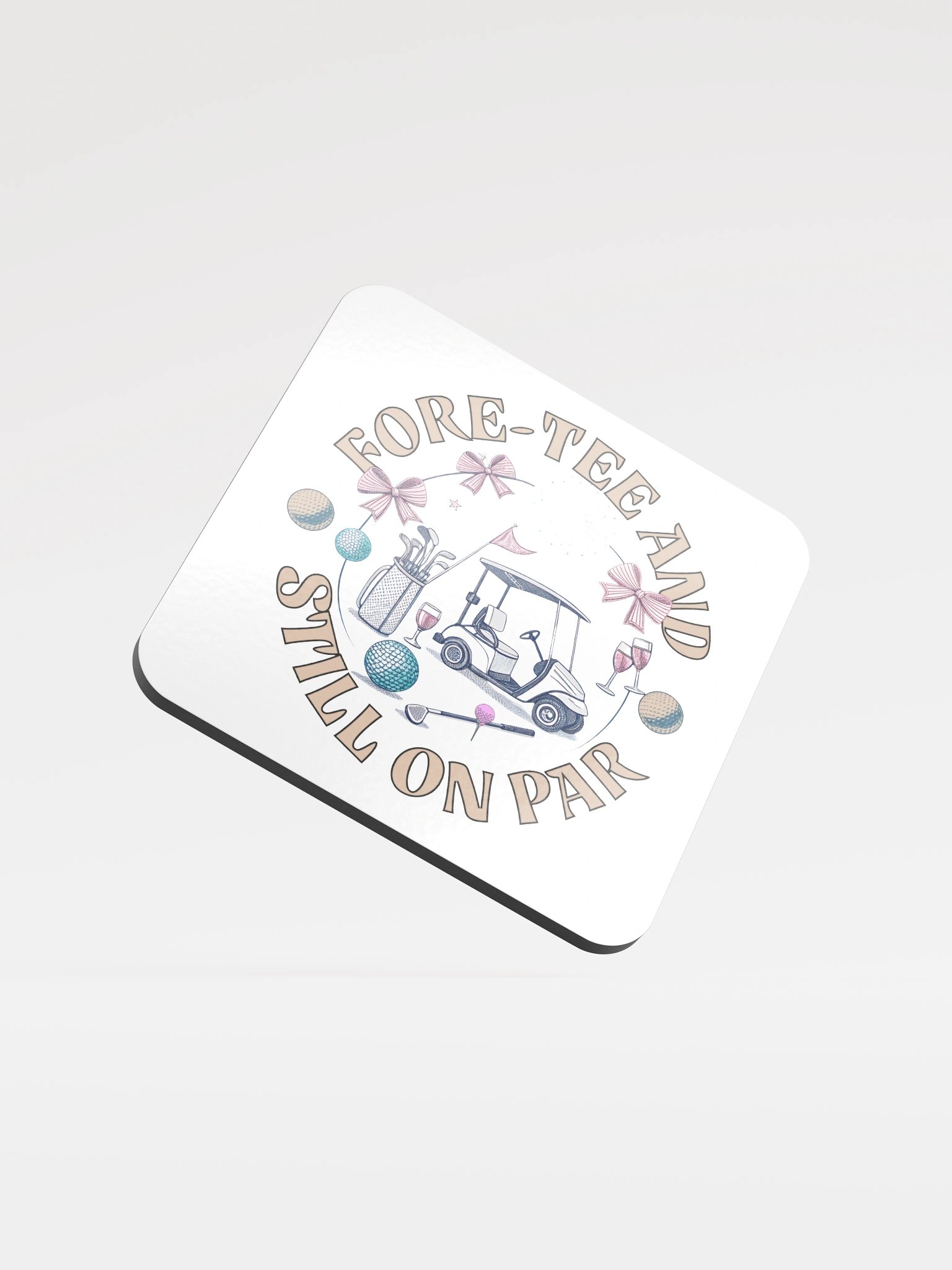Fore Tee And Still On Par Golf Celebration Glossed Cork Coaster product image (2)