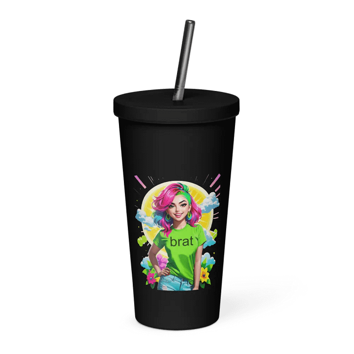 Brat 20 oz Tumbler Cup - Black - Insulated Tumbler with a Straw v5 product image (1)