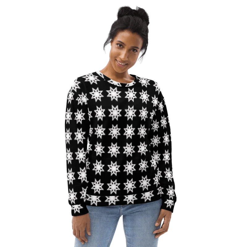 Abstract White Repeating Stars Unisex All Over Print Sweatshirt product image (18)