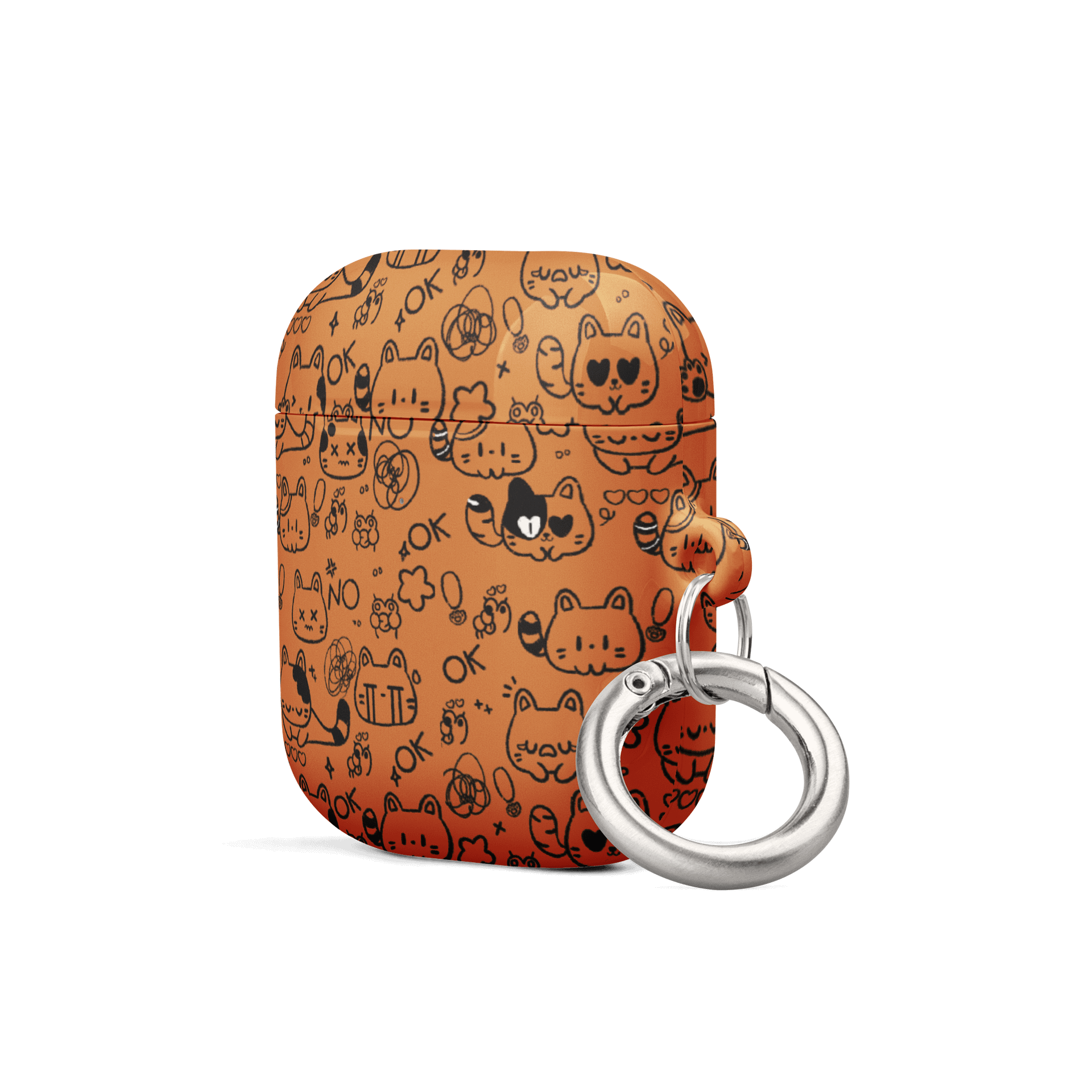 Cute Cat Doodles - Orange AirPods® Case product image (6)