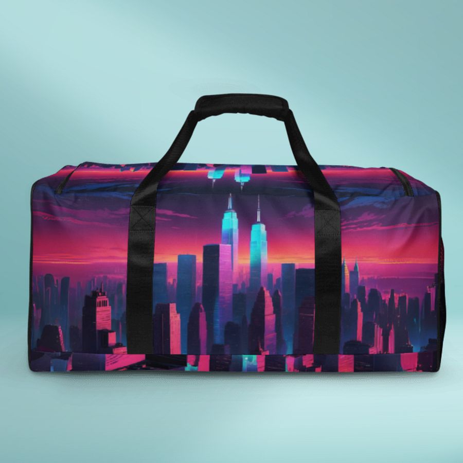 Vaporwave New York City All Over Print Duffel Bag product image (6)
