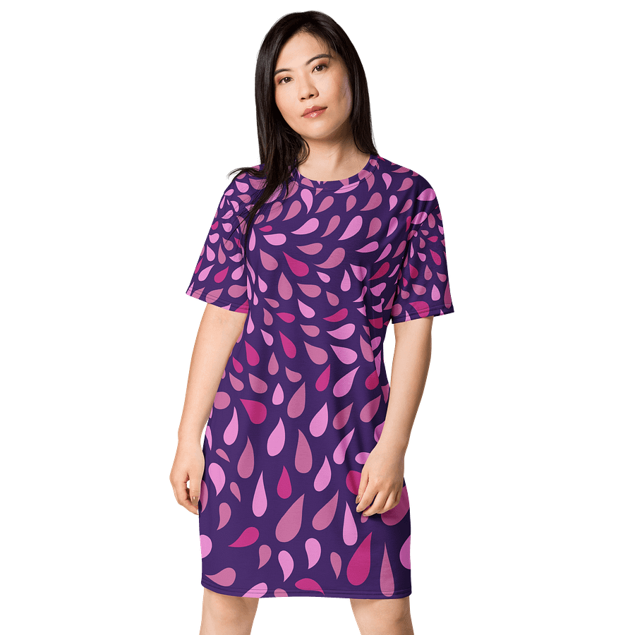 Oversized Deep Purple T-Shirt Dress with Gradient Teardrop Pattern product image (1)