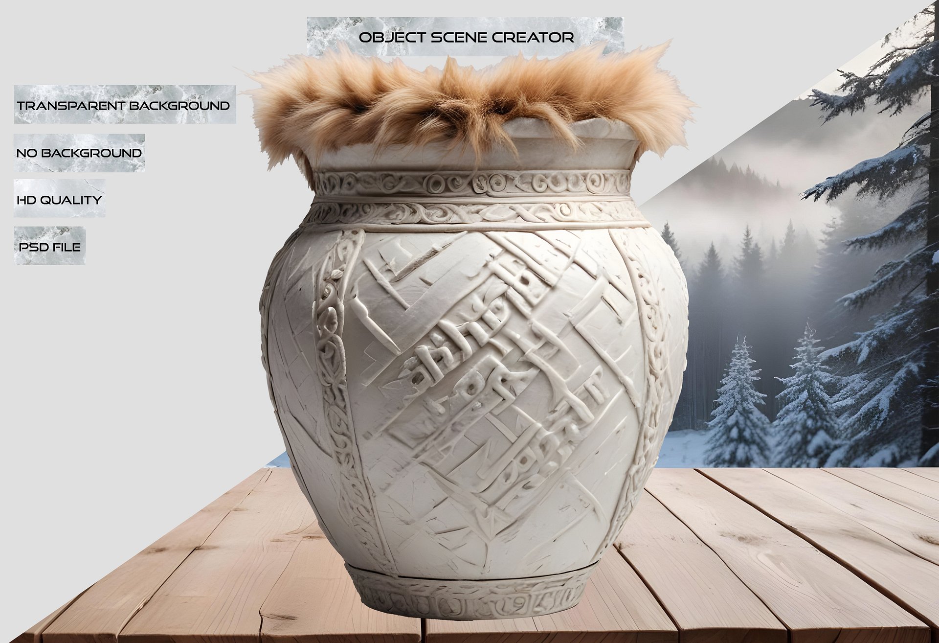 Scandinavian Nest – Nordic Fur Vase PNG product image (2)
