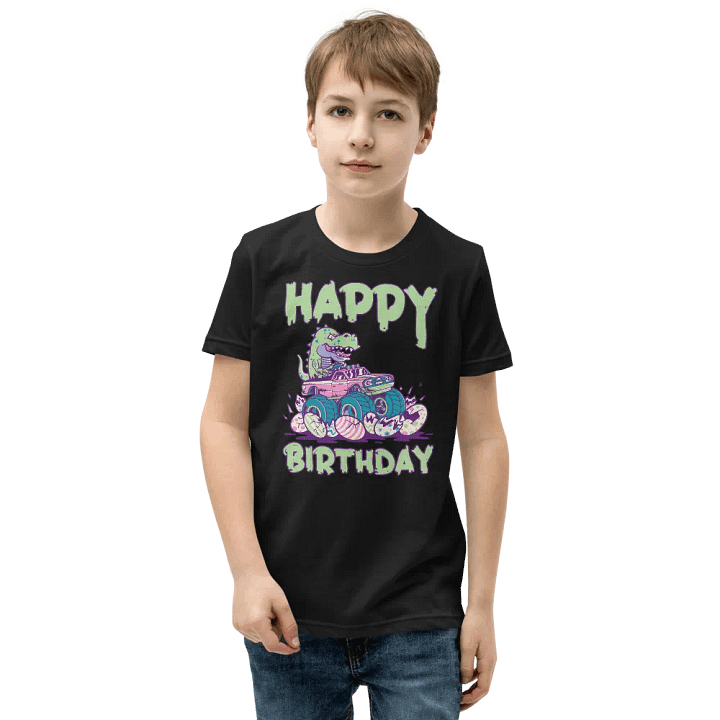 Happy Birthday (Dinosaur Monster Truck) T-Shirt For Kids product image (5)
