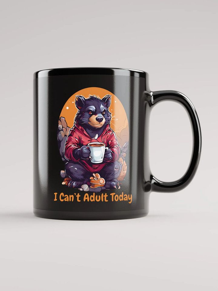 I Can’t Adult Today - Unique Funny Black Glossy Mug Printed on Both Sides | Tasmanian Devil with Coffee | Perfect Funny Gift Mug product image (1)