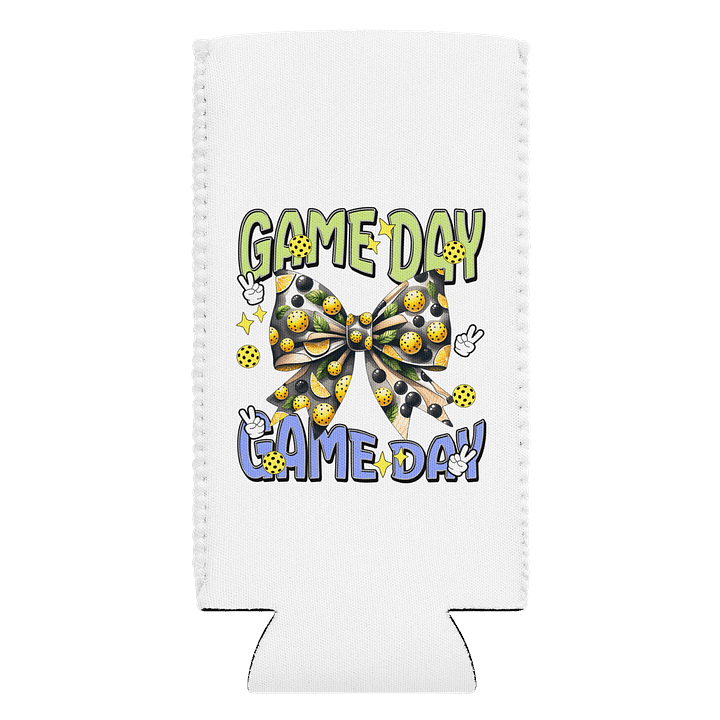 Game Day Bow Pickleball Can Cooler Stylish Drink Protector product image (1)