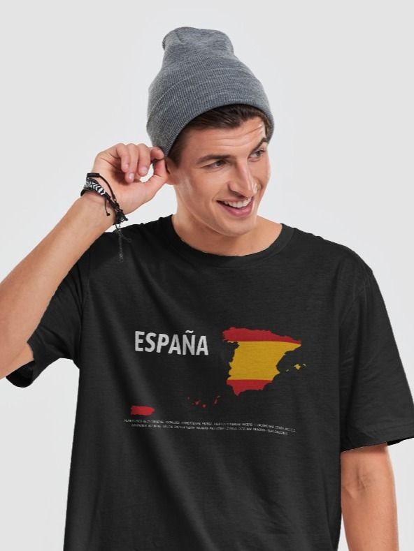 Camiseta manga corta negra - Mapa de España (incluye Puerto Rico) product image (6)