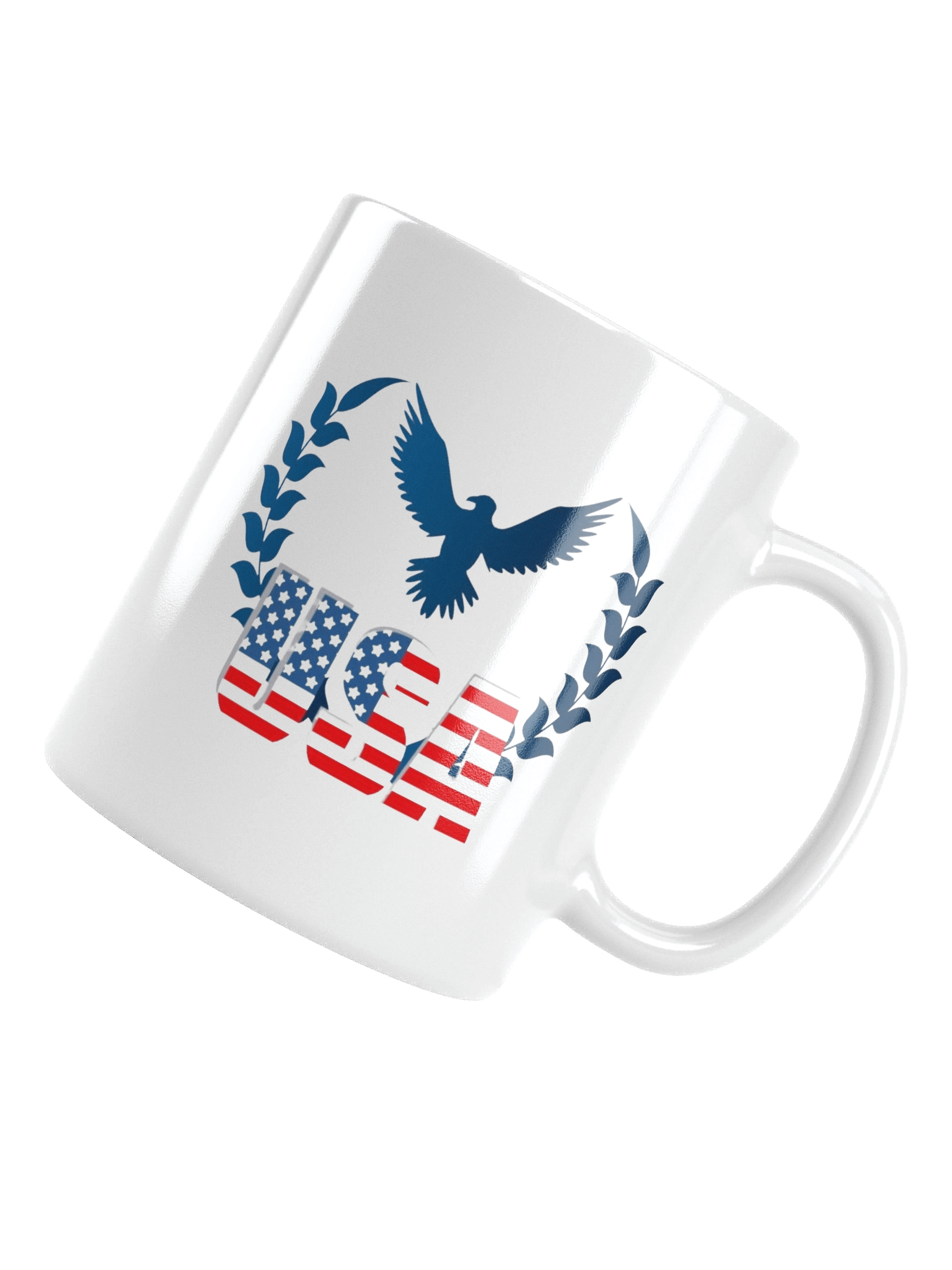 Patriotic Eagle USA Flag White Glossy Mug product image (5)