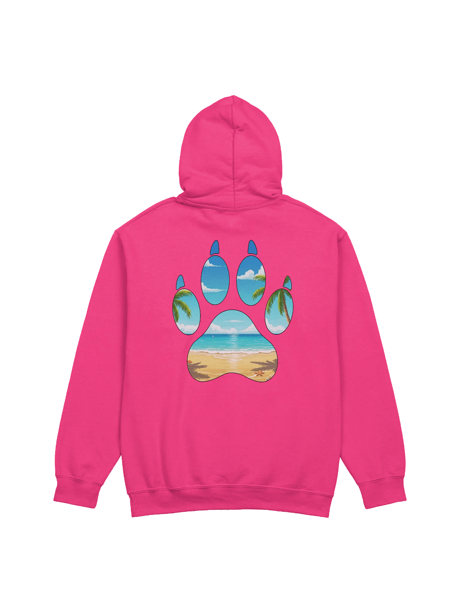Beach Adventure Hoodie with Paw Print Beach Landscape Design product image (1)