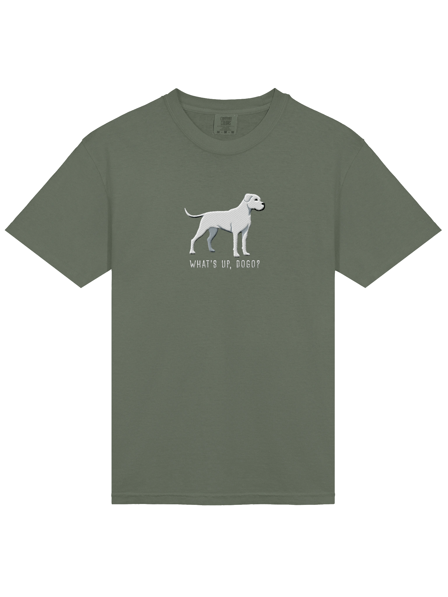 What's Up, Dogo? T-Shirt(Embroidered) of a Dogo Argentino(White) product image (23)