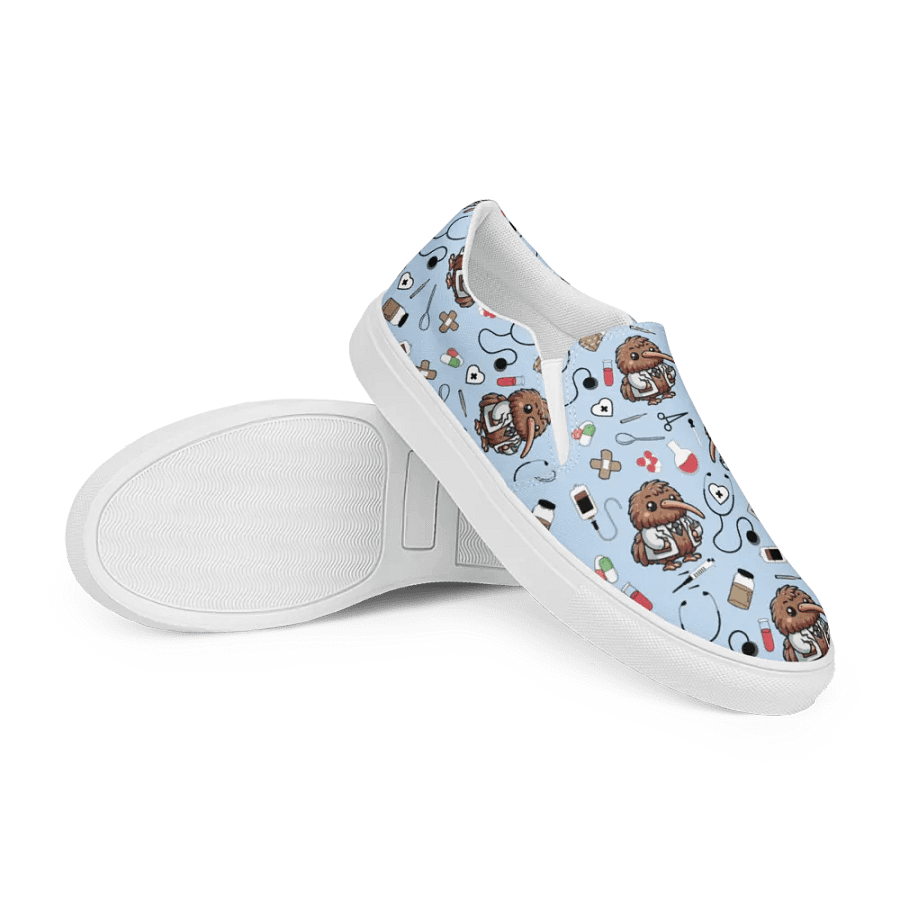 Cute Medical Kiwi Slip-On Canvas Shoes (Blue) product image (7)