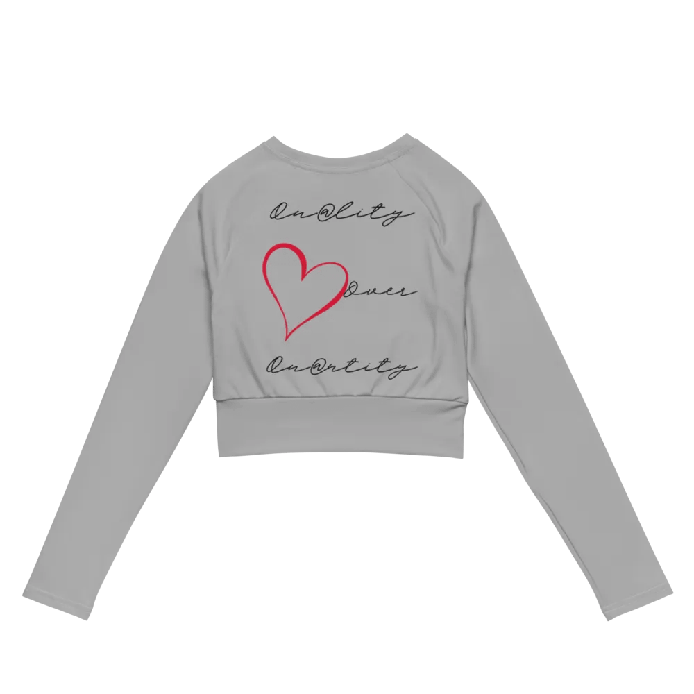 "Qu@lity He@rt" Long Sleeve Crop Top (Grey) product image (3)