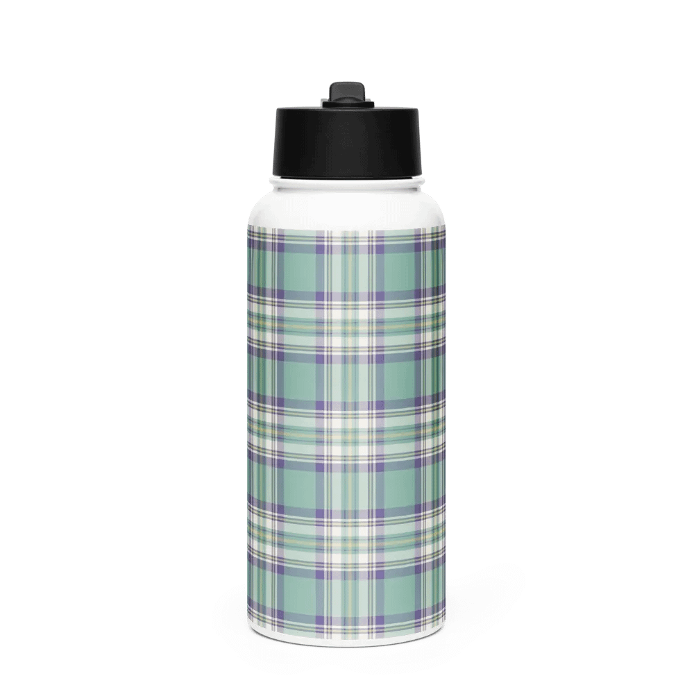 Light Green, Purple & Yellow Plaid Water Bottle product image (4)