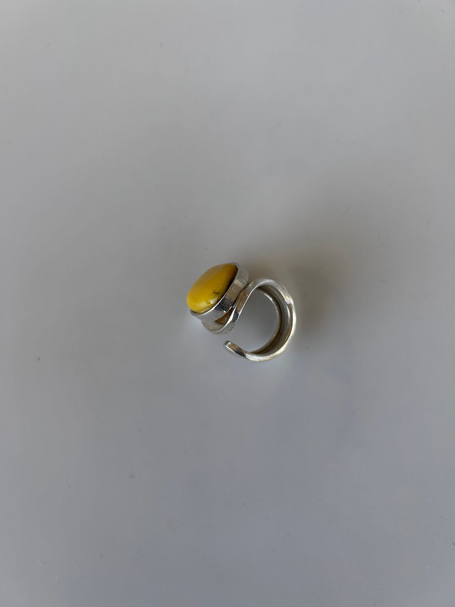 Baltic Egg Yolk Amber 925 Sterling Silver Adjustable Ring product image (5)